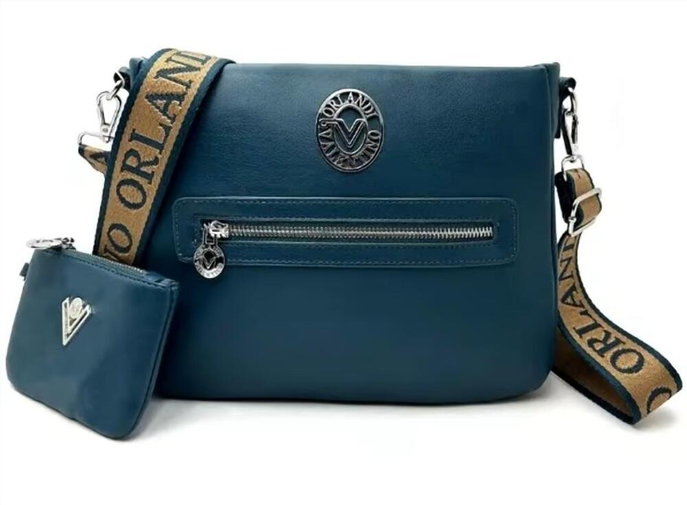 NEW VALENTINO ORLANDI women's vegan leather crossbody handbag in dark blue
